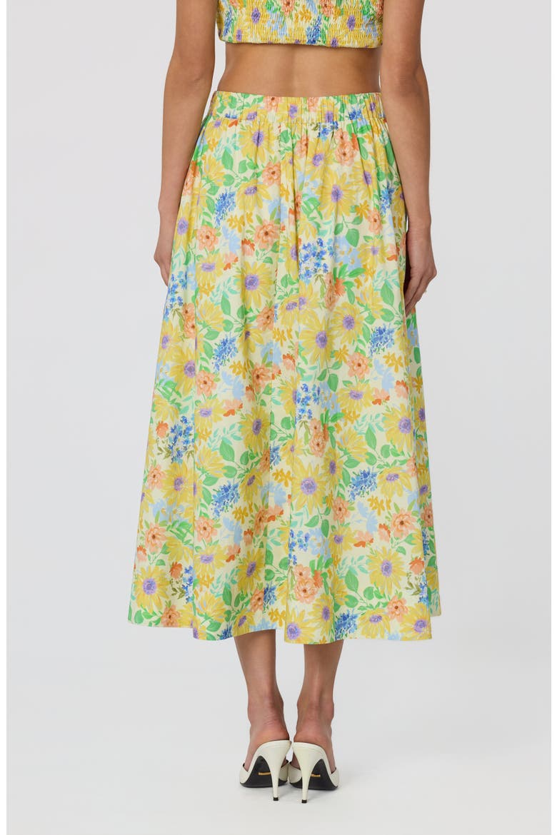 Jolie Floral Print Midi Skirt, Alternate, color, YELLOW MULTI FLORAL