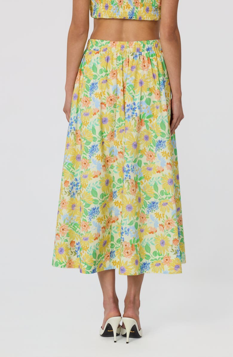 ASTR the Label Jolie Floral Print Midi Skirt, Alternate, color, Yellow Multi Floral