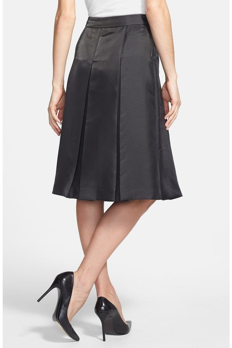 Pleat Midi Skirt, Alternate, color, BLACK