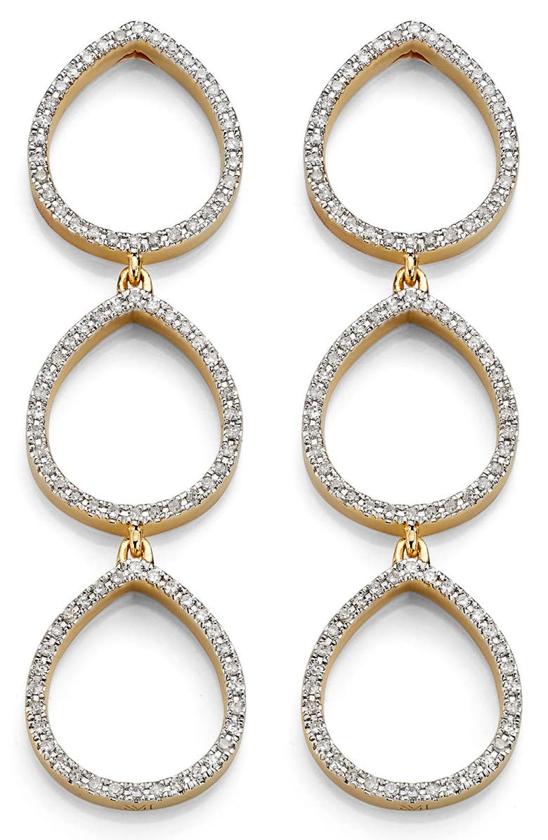 Monica Vinader Naida Teardrop Diamond Linear Drop Cocktail Earrings, Main, color, 