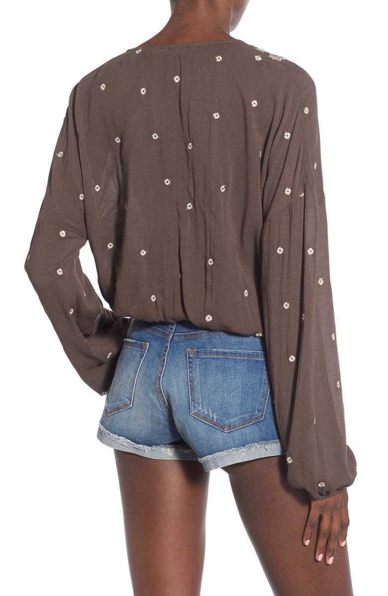 Chloe & Katie Embroidered Surplice Blouse, Alternate, color,