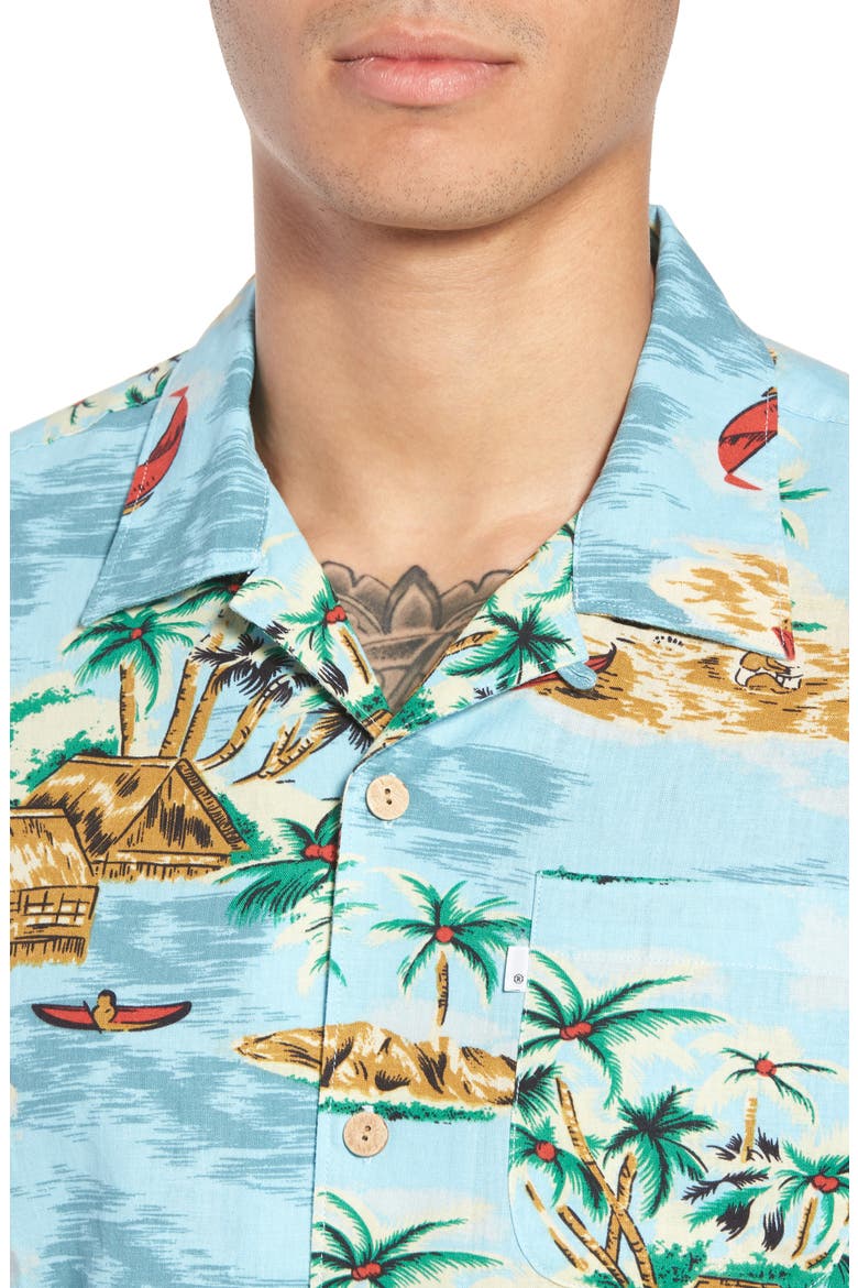 Levi's® Hawaiian Camp Shirt, Alternate, color, PELICAN CAMEO BLUE
