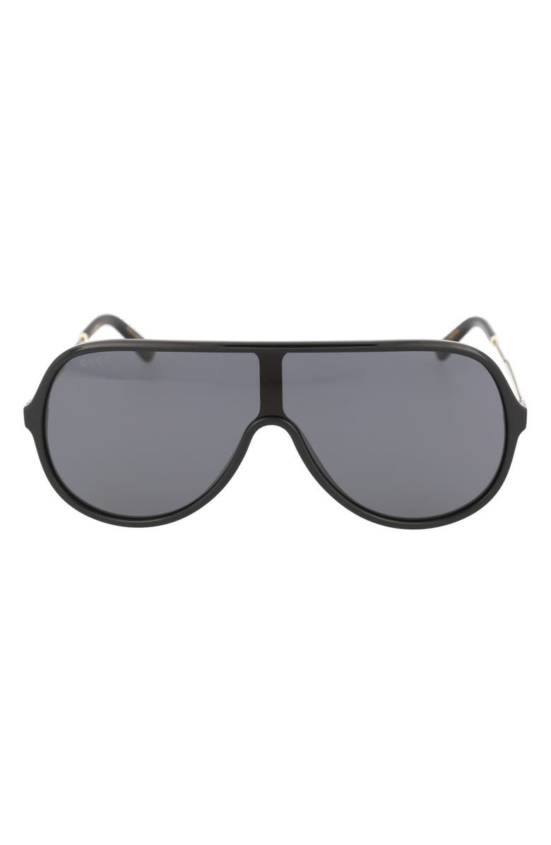 Gucci 60mm Wrap Sunglasses, Main, color, Shiny Black