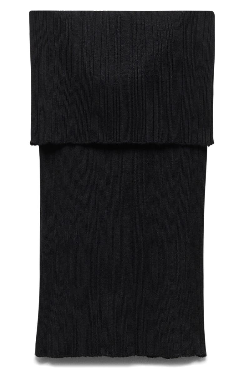 MANGO Strapless Rib Top, Alternate, color, Black