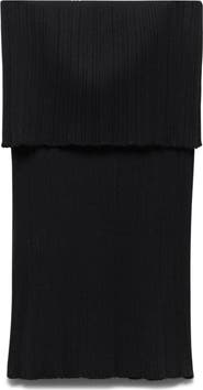 MANGO Strapless Rib Top