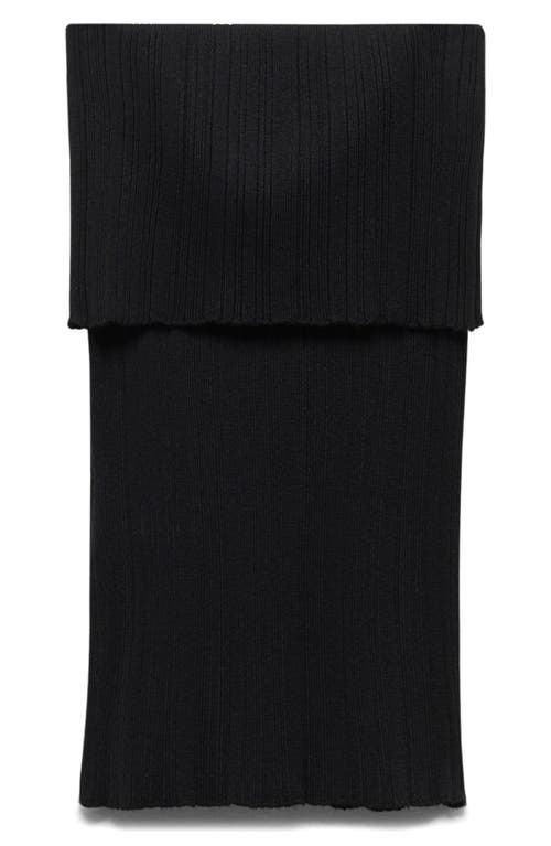 Mango Strapless Rib Top In Black