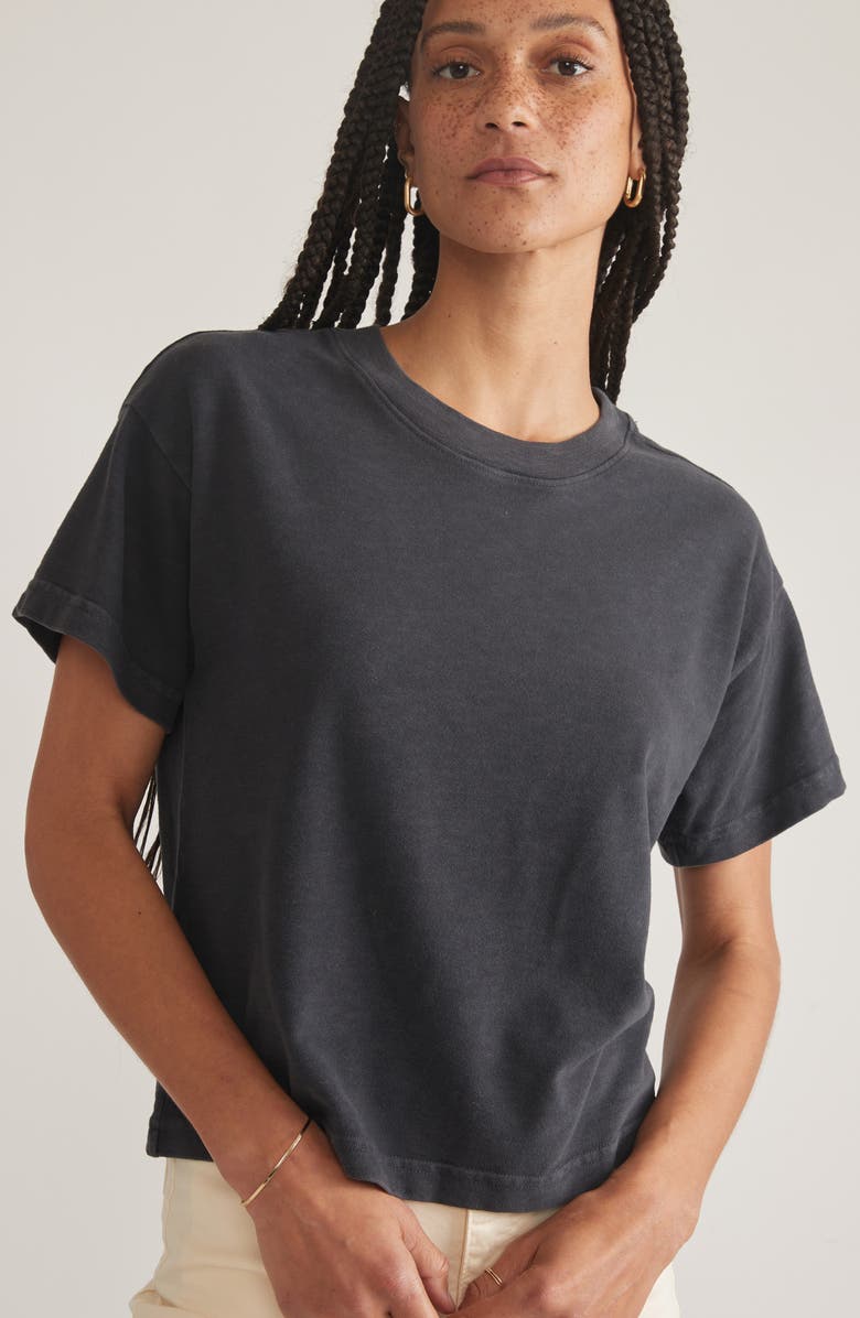 Marine Layer Slub Cotton Crop T-Shirt, Alternate, color, Soft Black
