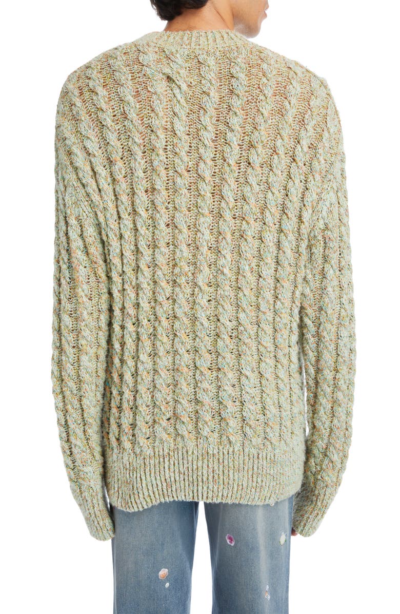 Acne Studios Marled Cable Knit Cotton Blend Sweater, Alternate, color,