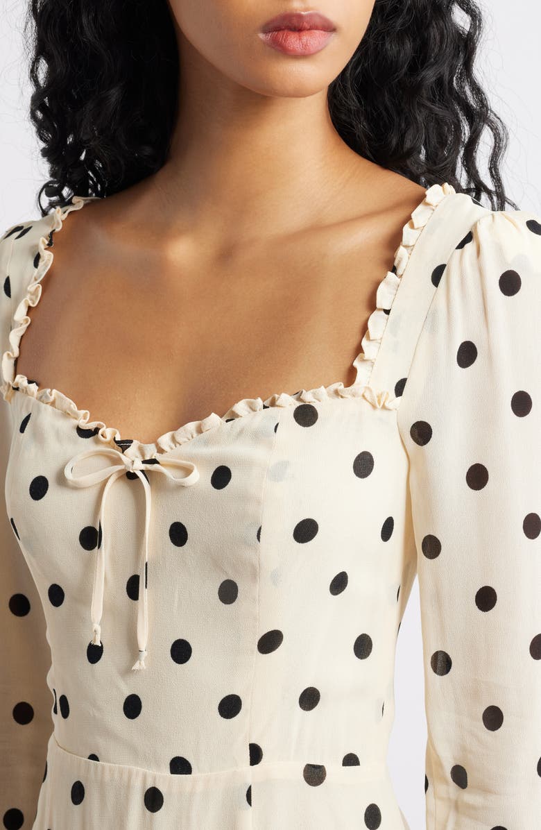 Reformation Remi Floral Long Sleeve Minidress, Alternate, color, Sundae Dot