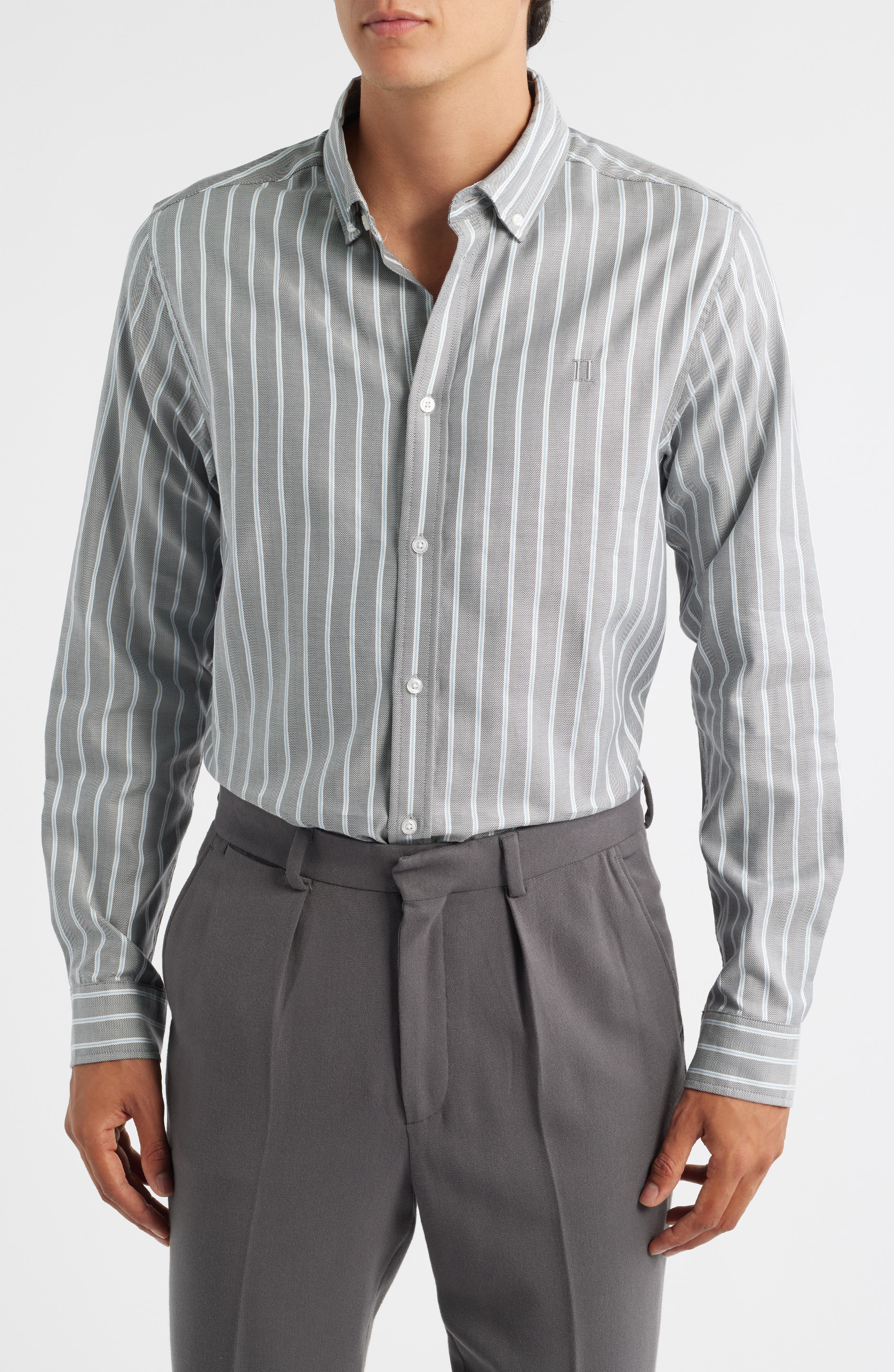 Les Deux Konrad Stripe Cotton Button-Down Shirt
