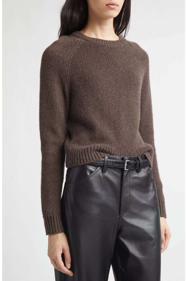 Laurel Crewneck Cashmere & Virgin Wool Sweater, Alternate, color, WALNUT HEATHER