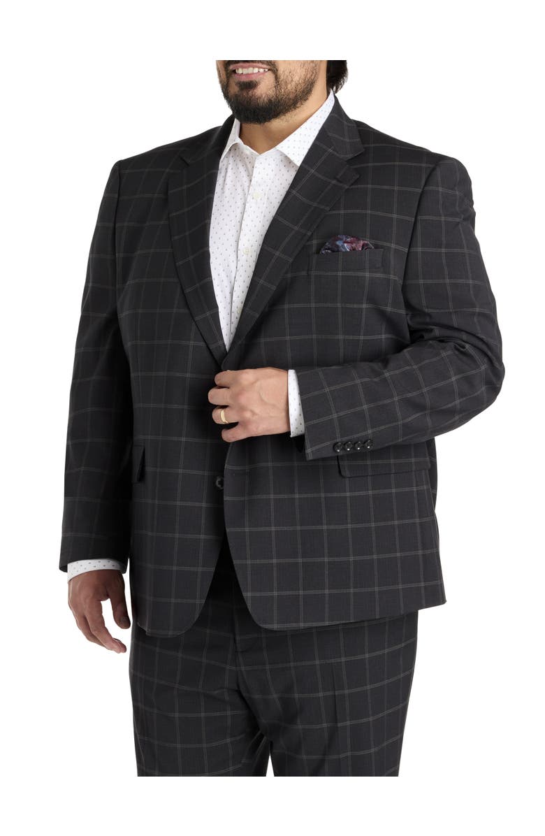 Tallia Big
Tall Windowpane Suit Jacket, Main, color, Black