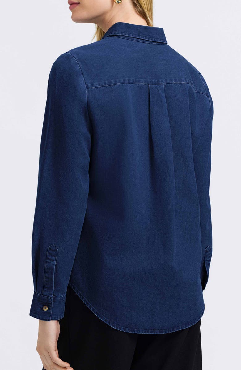 Foxcroft Charlie Denim Button-Up Shirt, Alternate, color, Dark Wash