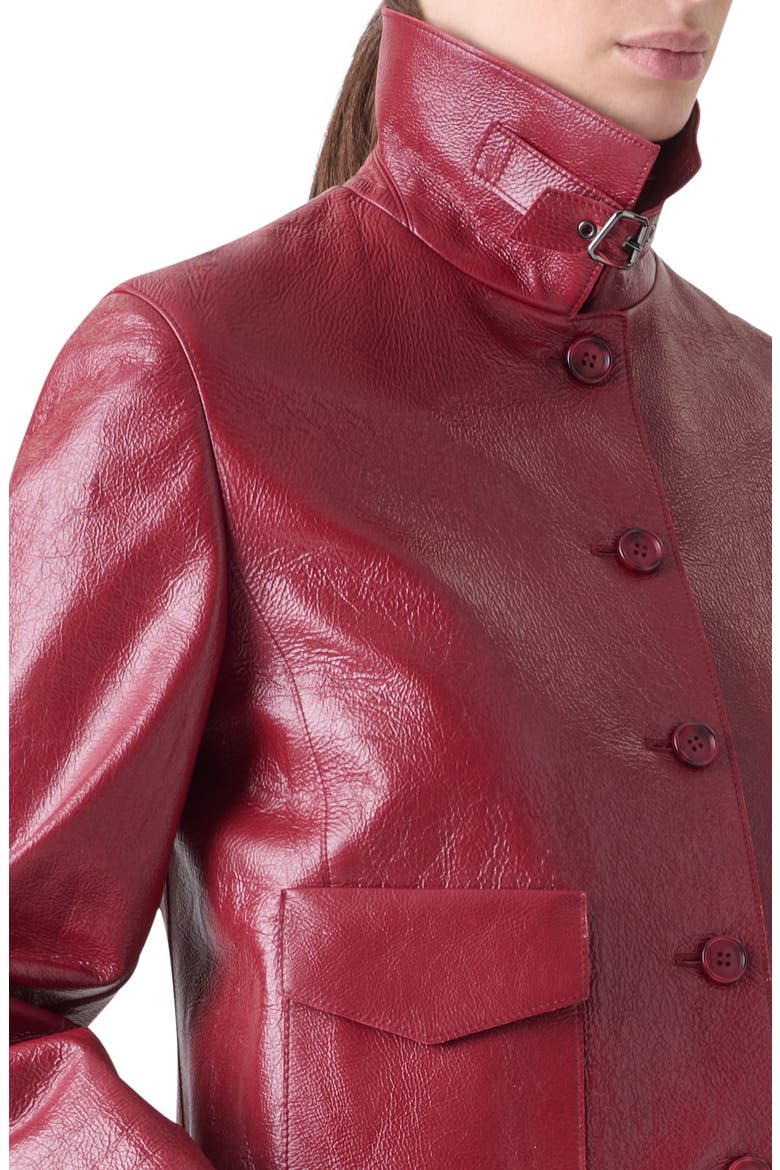 Peer Lacqured Leather Crop Jacket, Alternate, color, RUBY RED