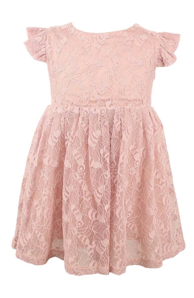 Popatu Lace Overlay Flutter Dress, Main, color, 