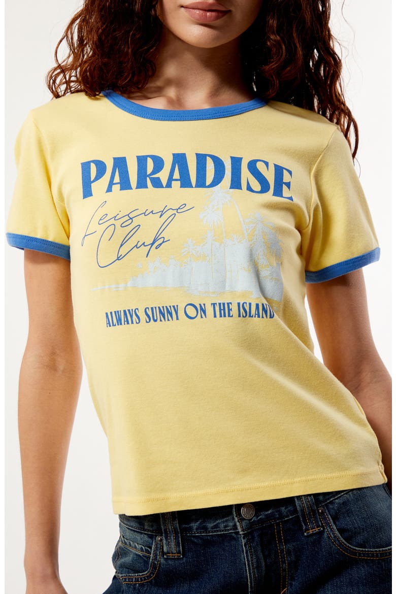 Paradise Skimmer Ringer Graphic T-Shirt, Alternate, color, YELLOW