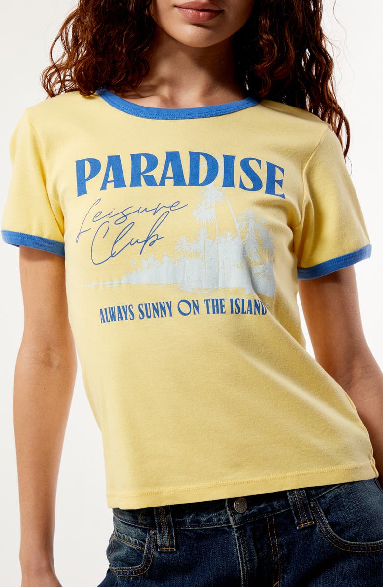 PacSun Paradise Skimmer Ringer Graphic T-Shirt, Alternate, color, Yellow