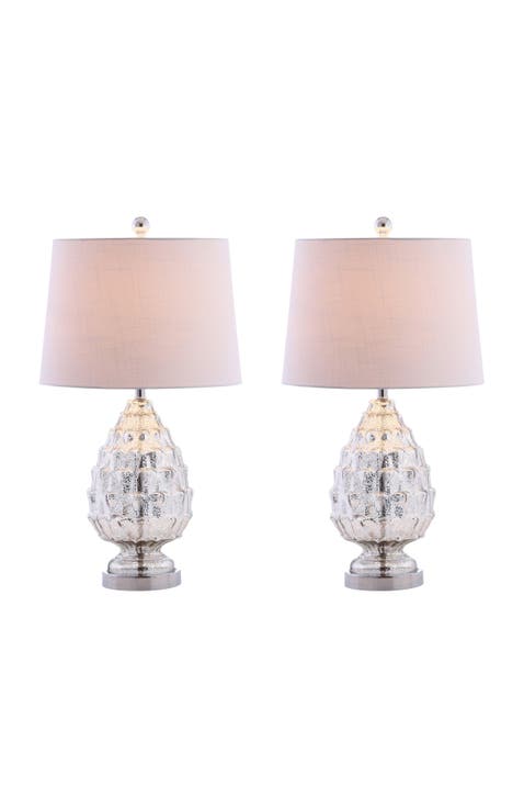 Artichoke 25.5" Glass LED Table Lamp, Mercury Silver (Set of 2)