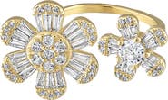 BEN ONI Pave and Baguette CZ Flower Ring