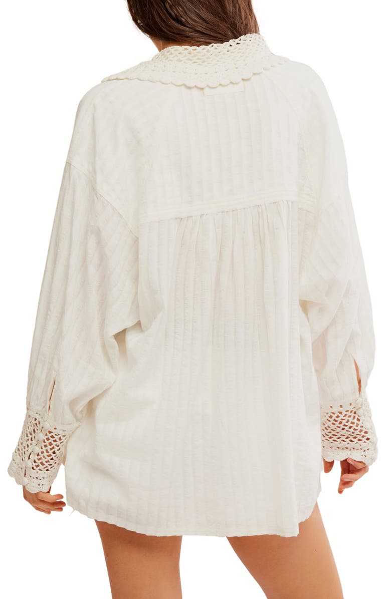 Free People Rhiannon Crochet Accent Cotton Button-Up Shirt | Nordstrom