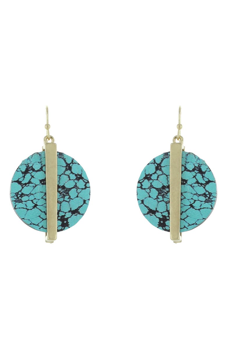 OLIVIA WELLES Jadie Cracked Disc Drop Earrings, Main, color, Worn Gold-Turquoise