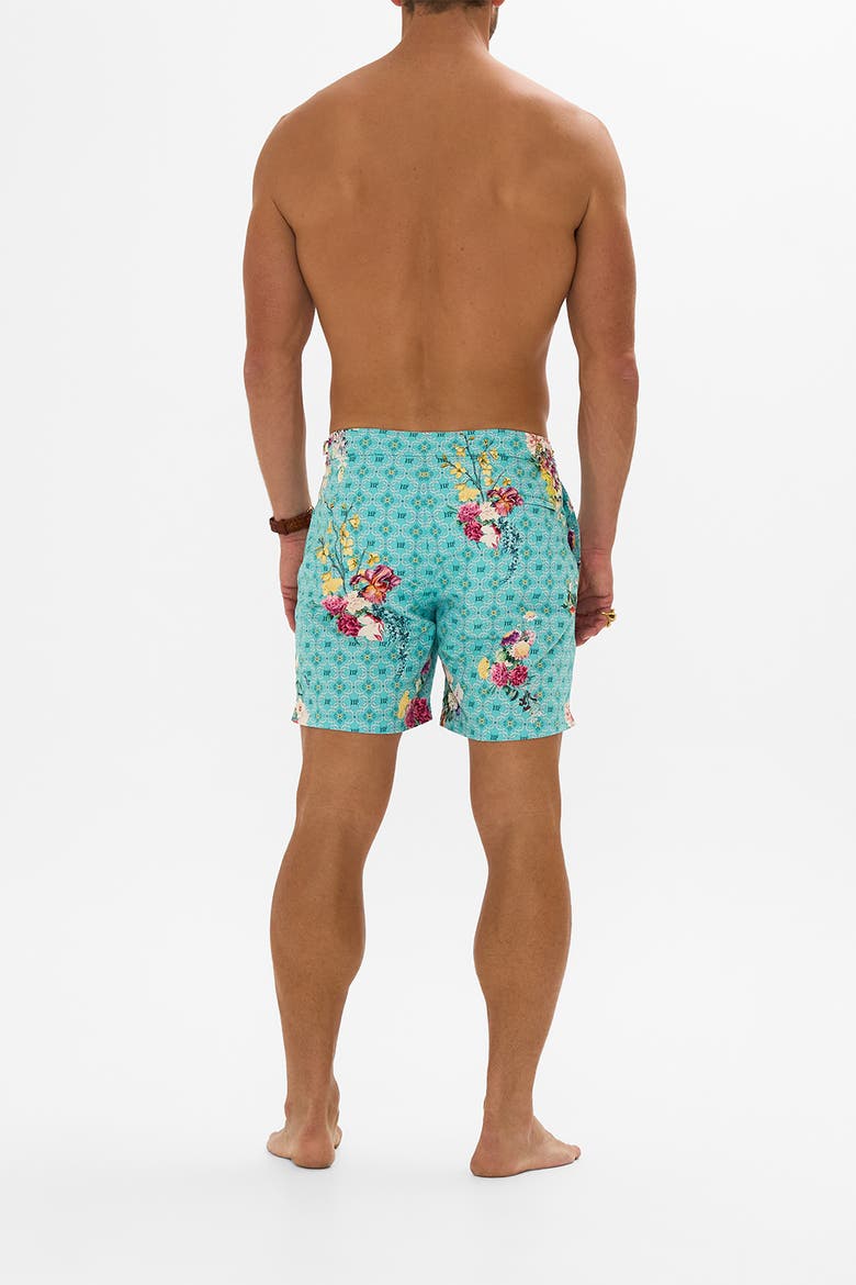 Mid Length Boardshort With Fixed Waist Gardens Of Queluz, Alternate, color, Gardens Of Queluz