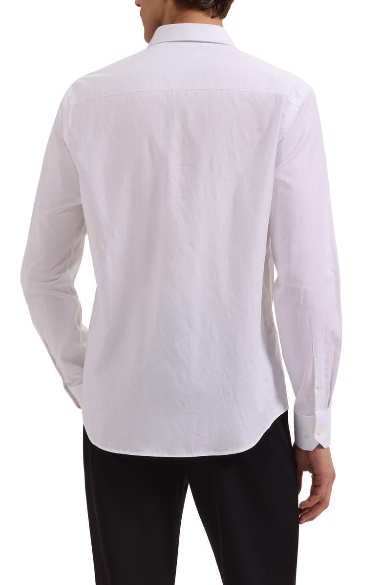 Bugatchi Julian Shaped Fit Stretch Cotton Button-Up Shirt, Alternate, color, White