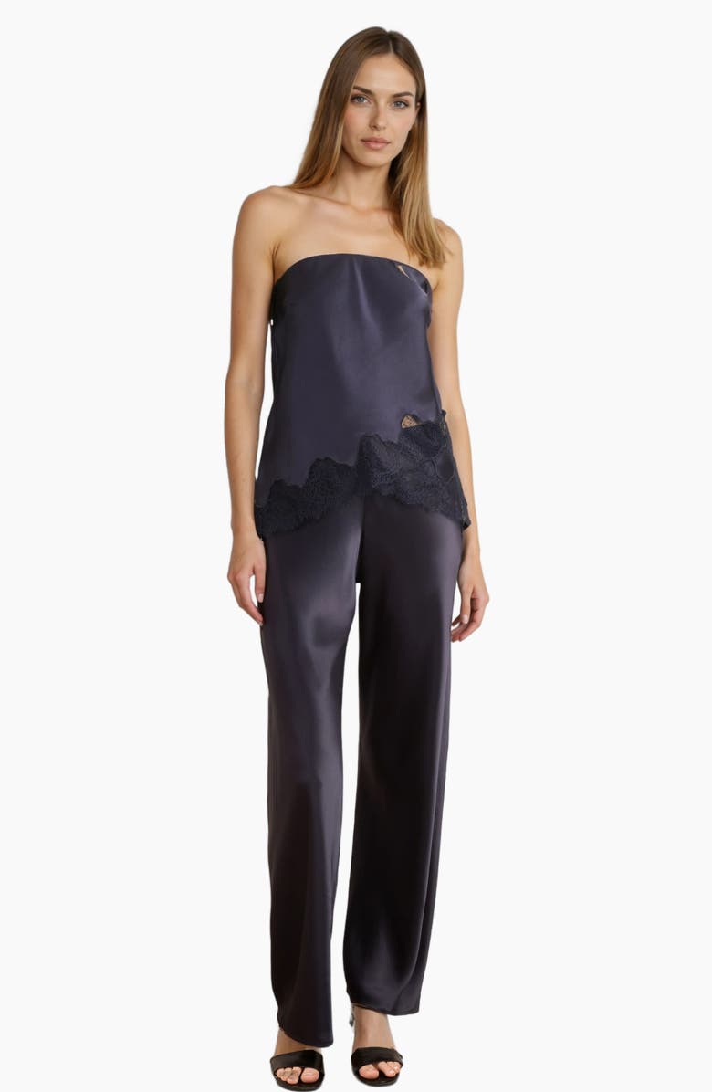 CAMI NYC Odessa Lace Trim Strapless Silk Top, Alternate, color, Dark Wash