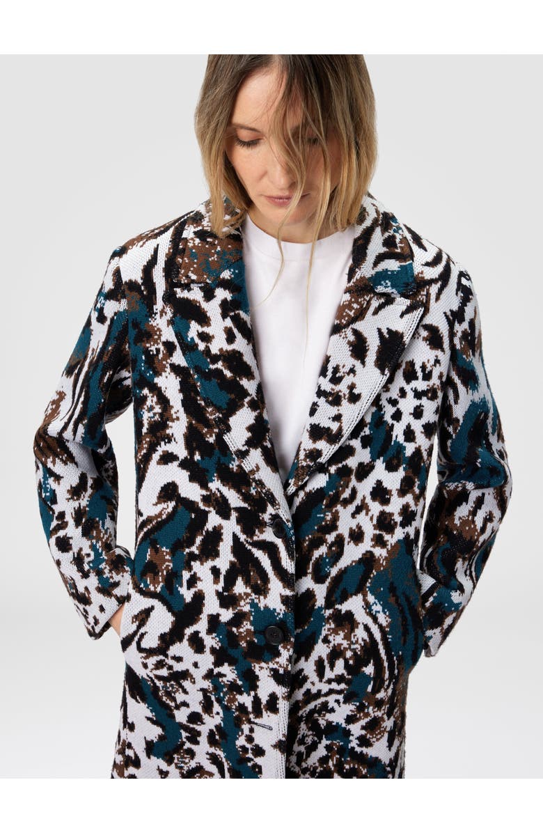 Missoni Long Single-breasted Coat With Animalier Pattern, Alternate, color, Multicoloured
