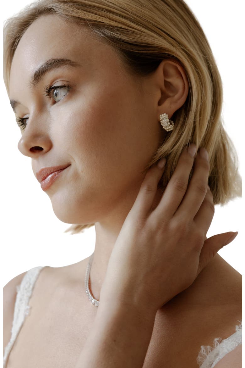 Millie Mini Pearl Hoops, Alternate, color, Gold