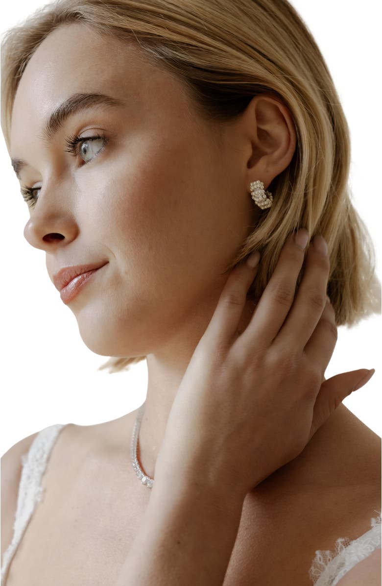 Untamed Petals Millie Mini Pearl Hoops, Alternate, color, Gold