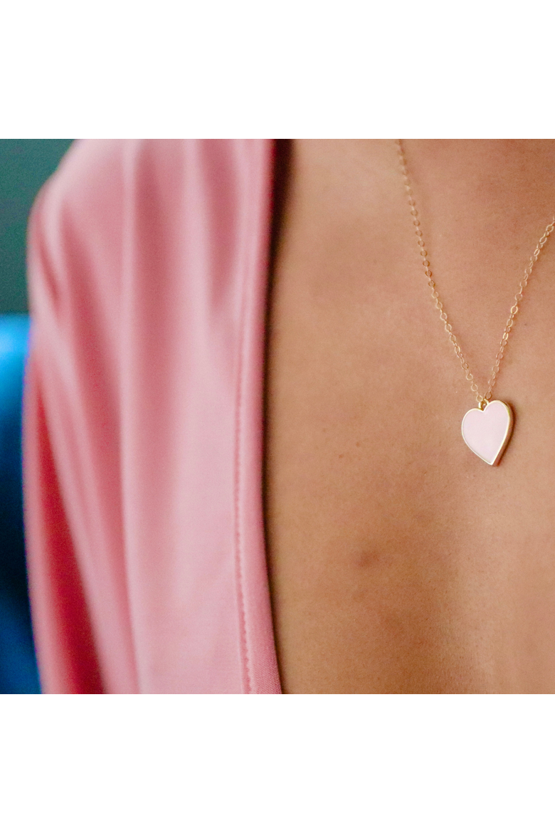 Single Hearted Girl Heart Necklace, Alternate, color, Pink