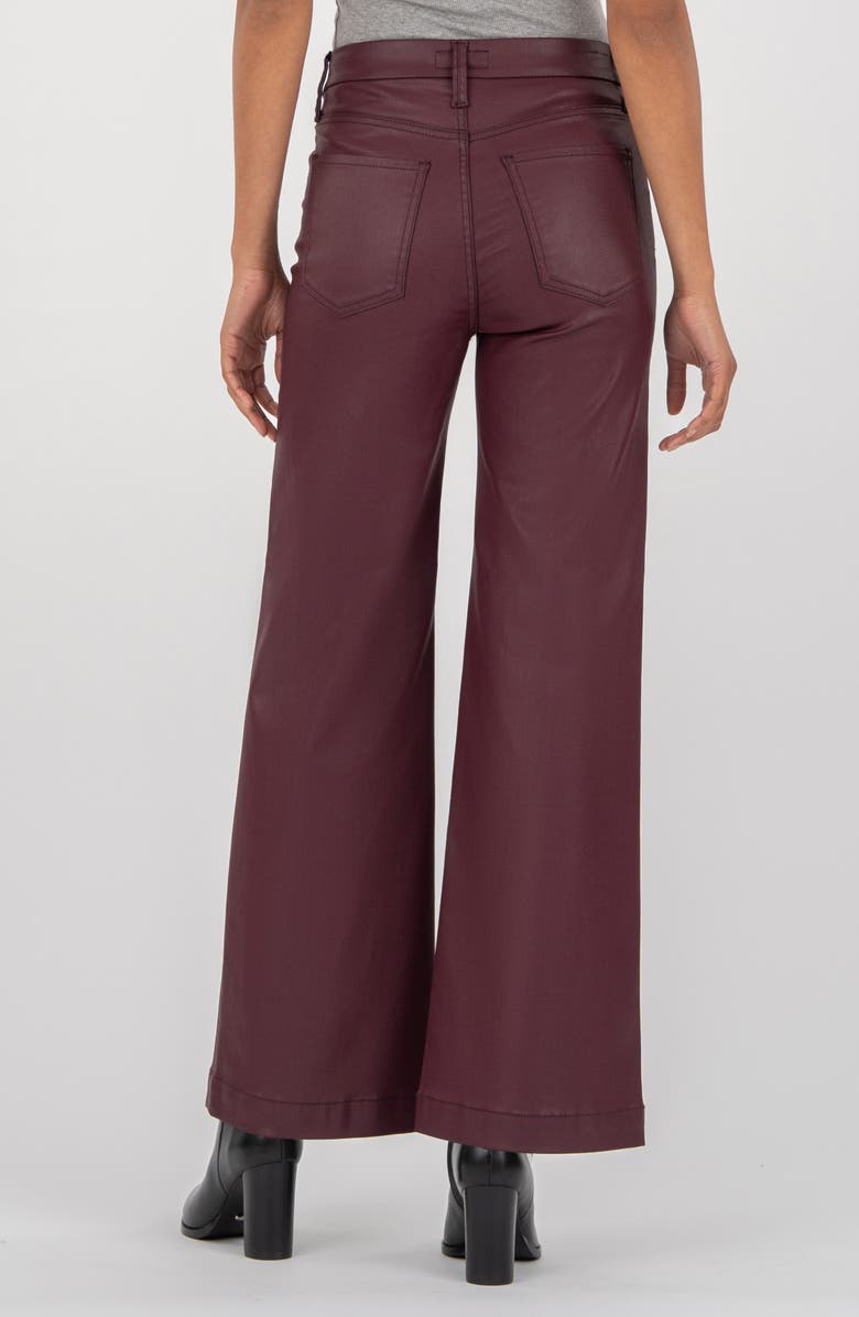 KUT from the Kloth Meg Coated High Waist Wide Leg Ankle Jeans, Alternate, color, Blackberry