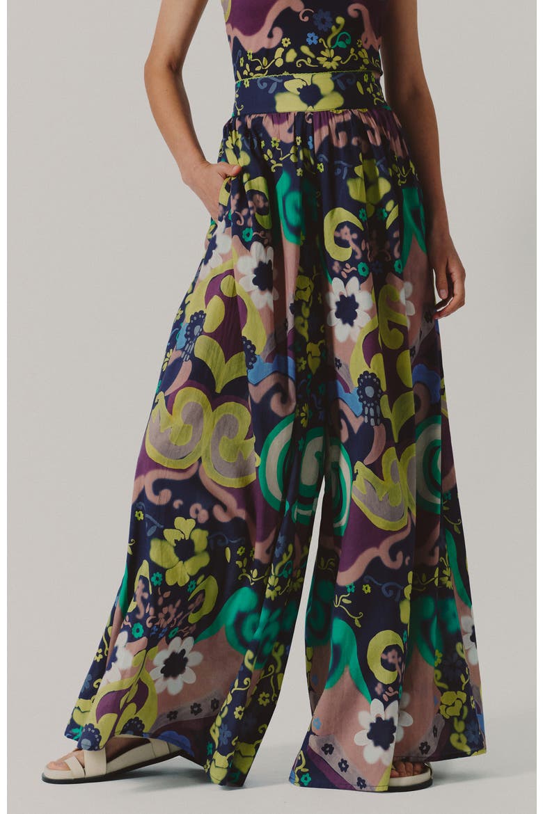 Campana High Waist Wide Leg Cotton Pants, Main, color, Papalote Print
