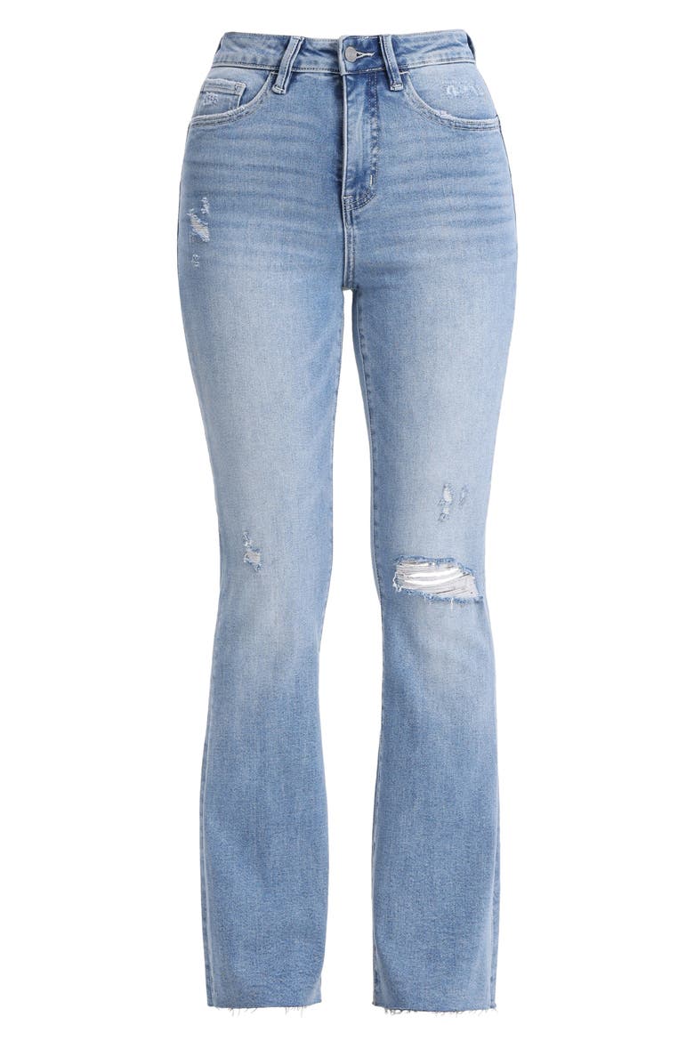Ripped High Waist Bootcut Jeans, Alternate, color, LIGHT BLUE