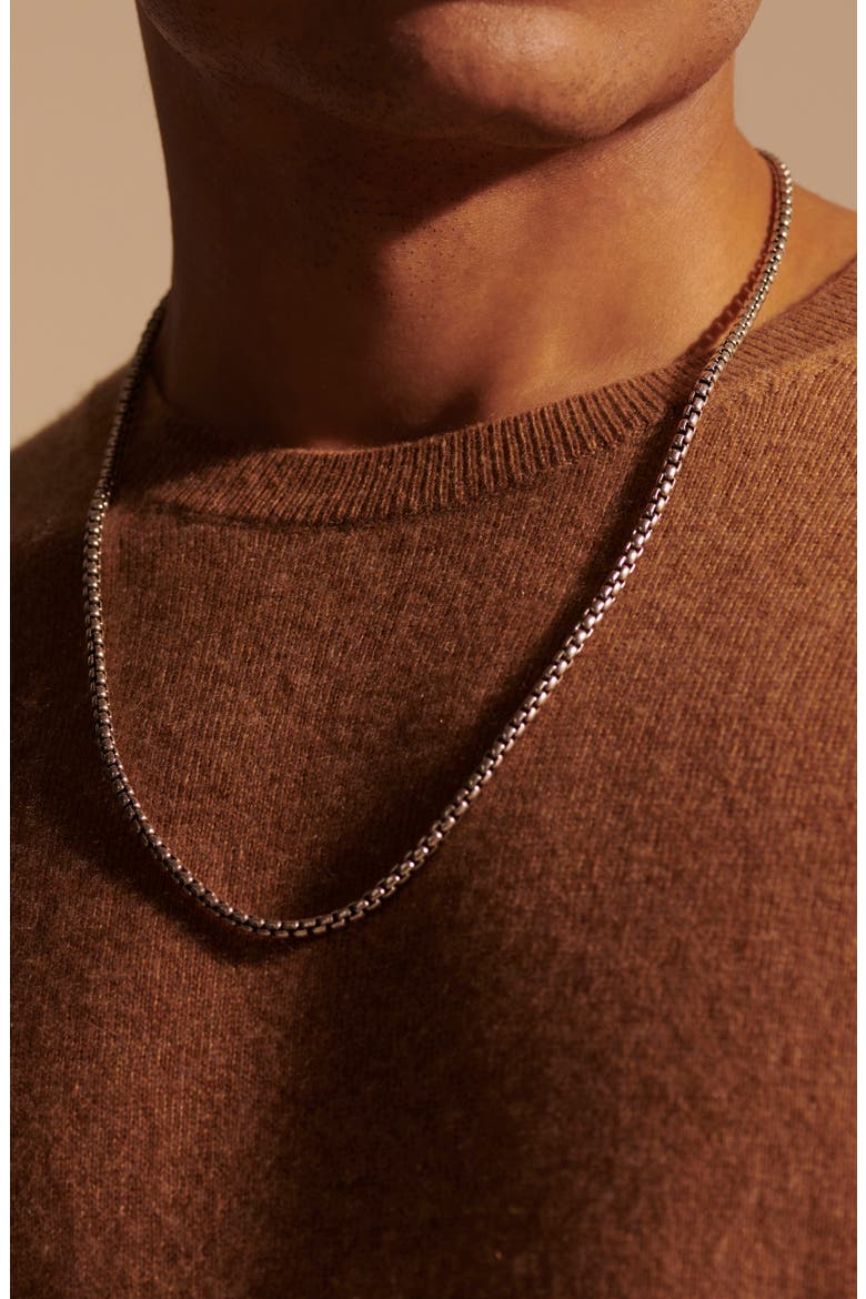 Men's Naga Box Chain Necklace, Alternate, color, SILVER