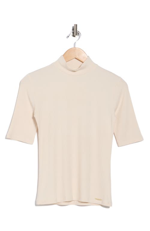 Elie Elie Tahari Mock Neck Rib Top In Brown