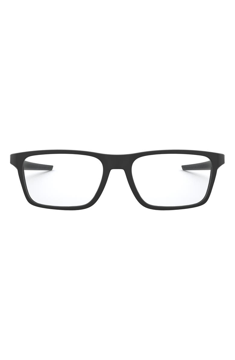 Oakley Port Bow 53mm Rectangular Optical Glasses, Main, color, Shiny Black