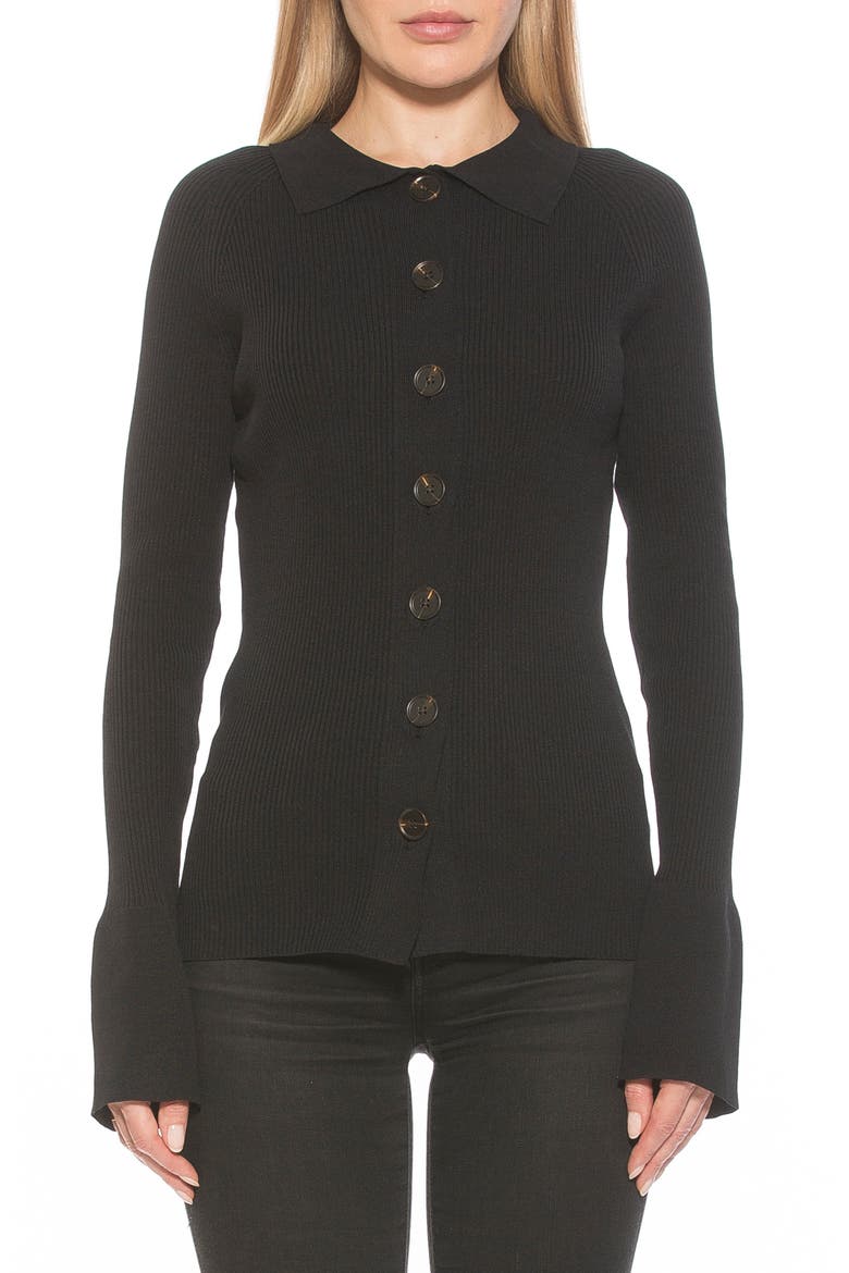 Beatrice Button-Down Long Sleeve Cardigan, Main, color, BLACK