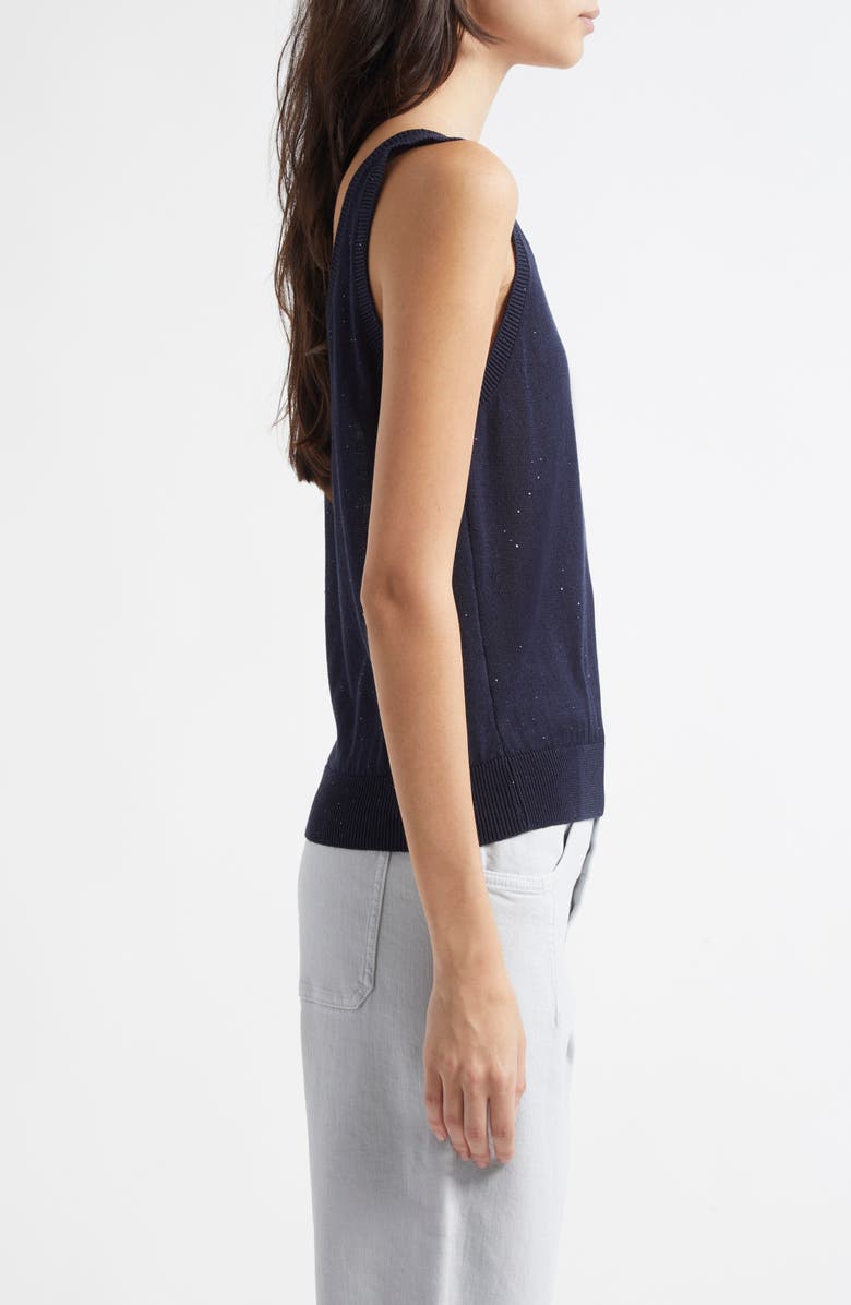 Eleventy Sequin Openwork Silk & Cotton Sweater Vest, Alternate, color, Blue