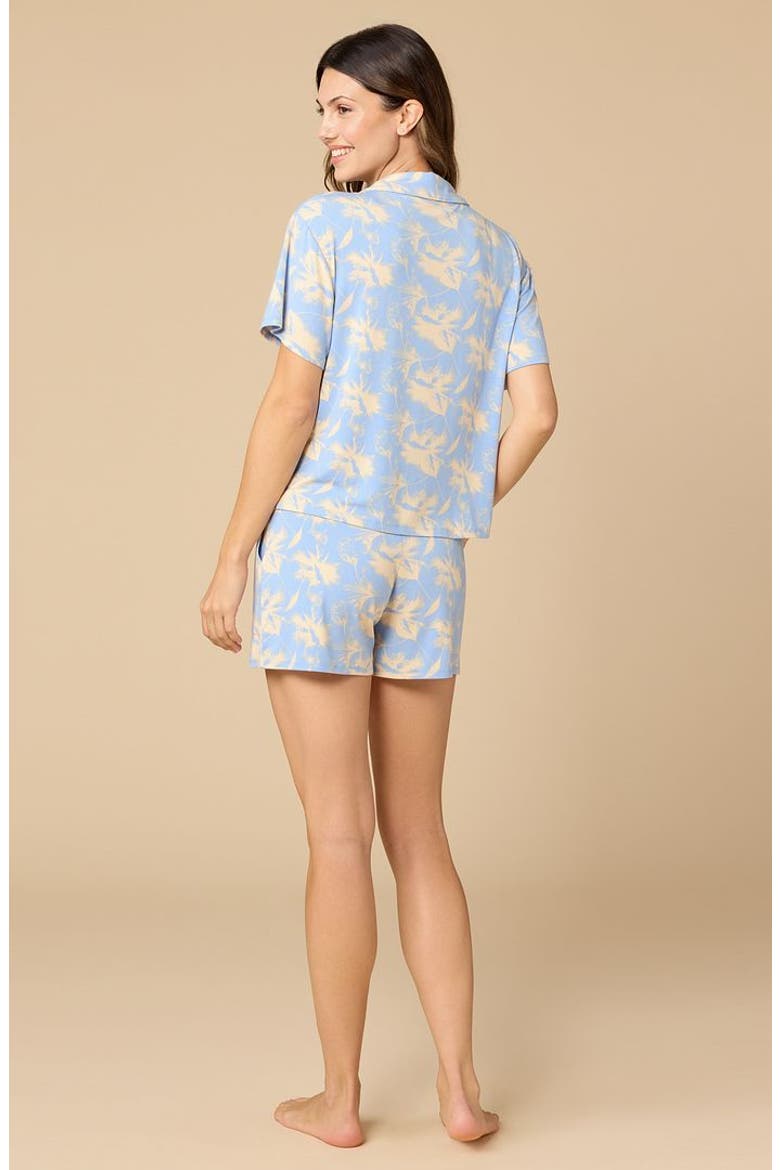 Soft Sleep Caftan Top and Short Pajama Set, Alternate, color, Sky Blue Floral