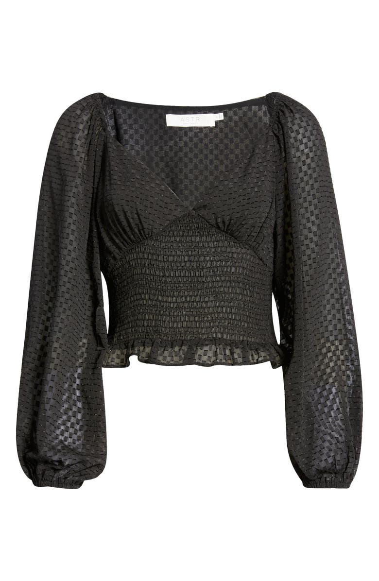 ASTR the Label Sequin Check Blouse, Alternate, color, Black
