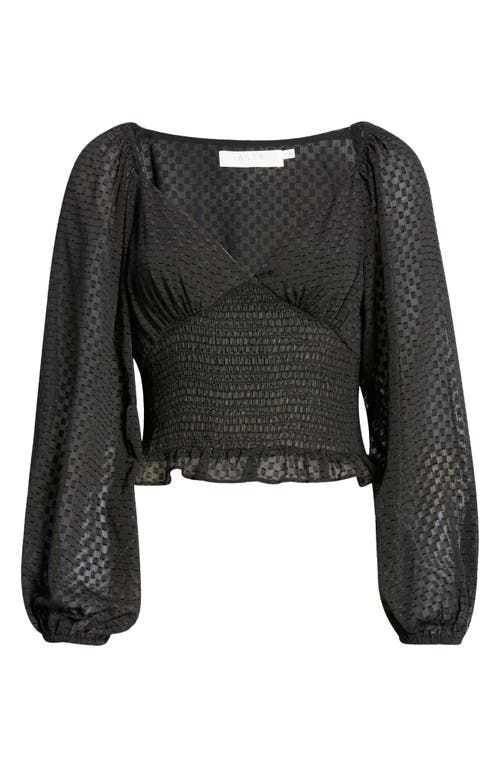 Astr The Label Sequin Check Blouse In Black