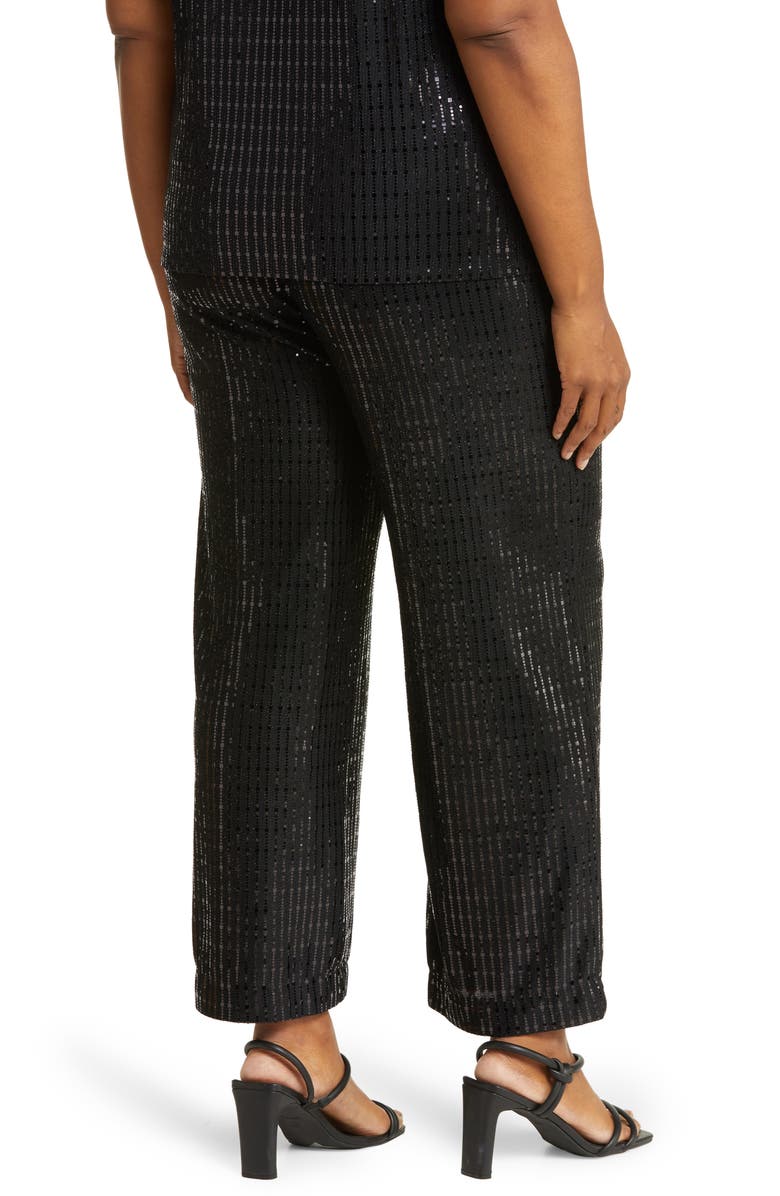 Anne Klein Linear Shine Wide Leg Pants, Alternate, color, 