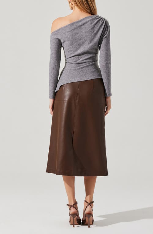 Astr The Label One-shoulder Tie Hem Knit Top In Gray