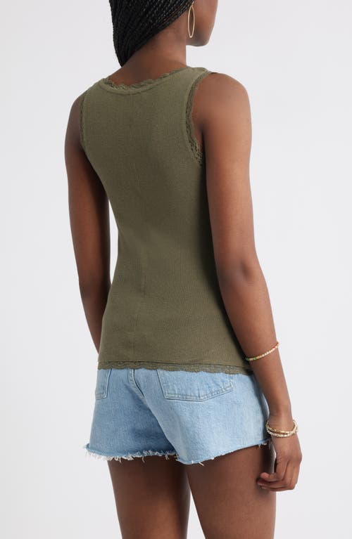 Treasure & Bond Lace Trim Pointelle Tank Top