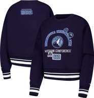 PRO STANDARD Women's Pro Standard Navy Minnesota Timberwolves Area Code Cropped Pullover Sweatshirt