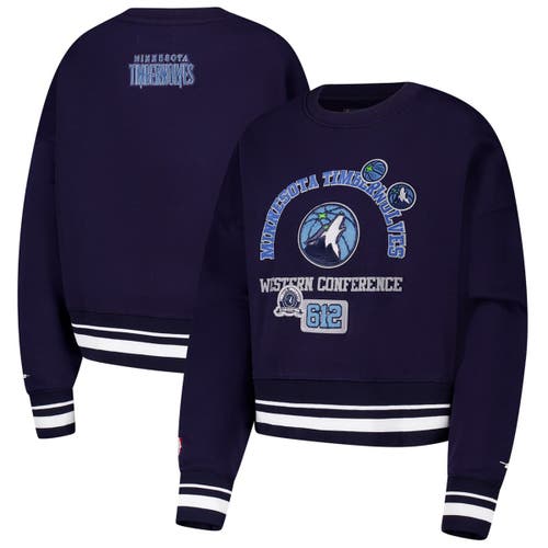 Pro Standard Navy Minnesota Timberwolves Area Code Cropped Pullover Sweatshirt