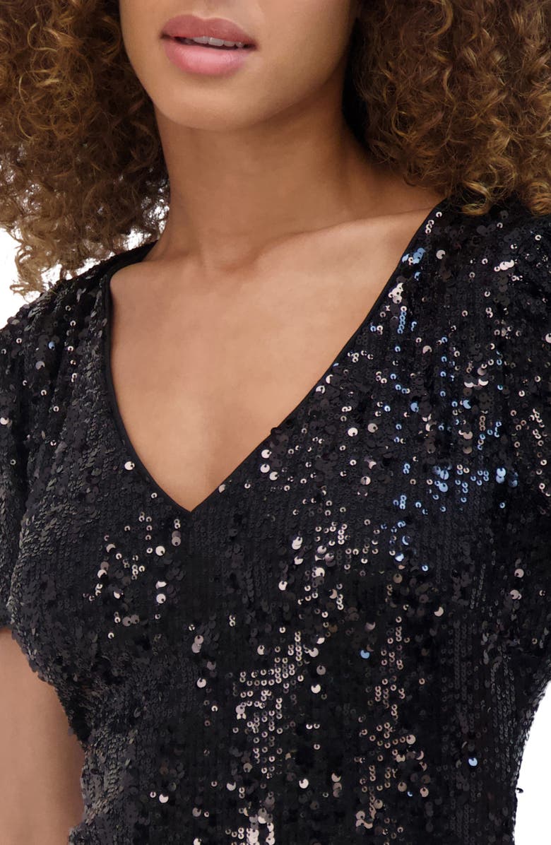 Kensie Sequin Minidress, Alternate, color, Black