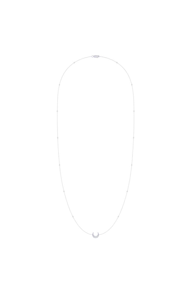 LuvMyJewelry Midnight Crescent Layered Sterling Silver Diamond Necklace, Main, color, 